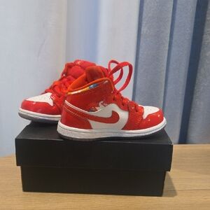 Nike Kids Vibrant Red and White Sneakers